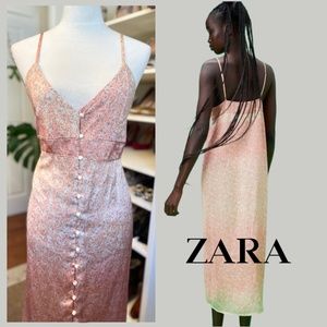 Zara Ambre Floral Printed Button Down Midi Dress